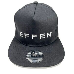 New Era Mens Black EFFEN 39Thirty Drink Responsibly Fitted Hat Size Small-Medium